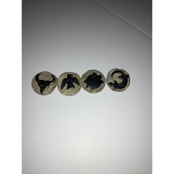 Western Fetish Button Covers Leather Backed Set Of 4 Excellent EUC - Picture 4 of 6